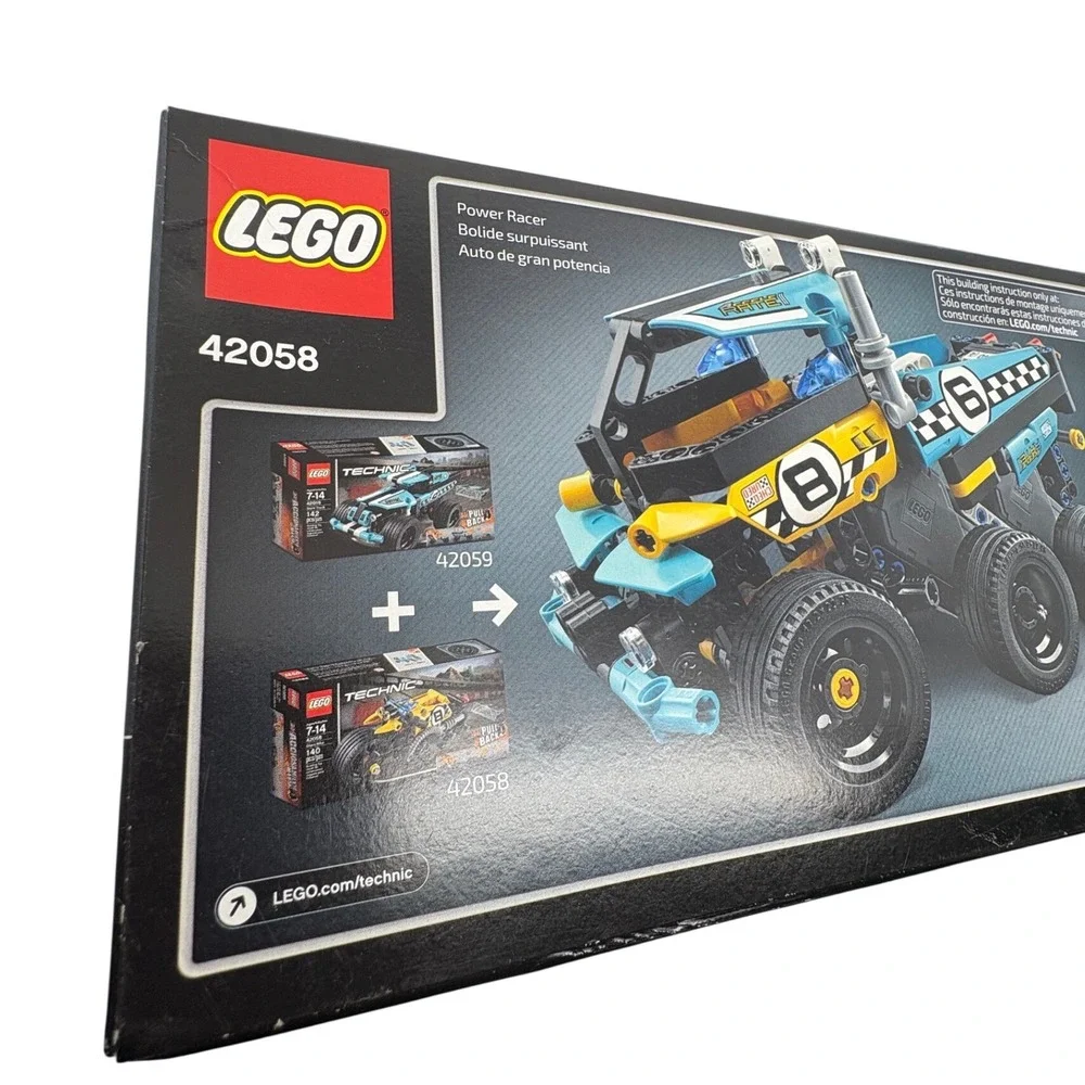 LEGO Technic Stunt Bike 42058 Pull-Back Motorcycle Building Set 140 Pcs New